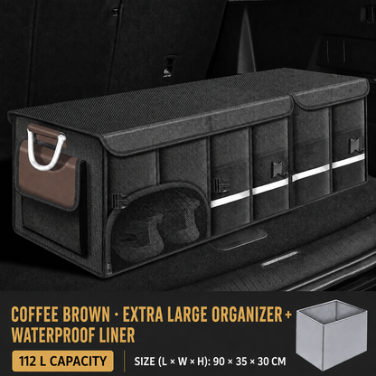 Collapsible Car Trunk Organizer with Lid & Shoe Compartment