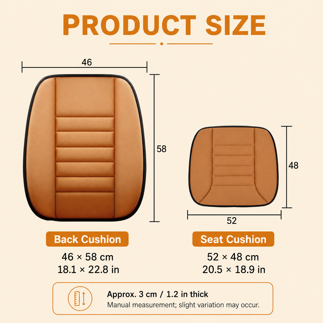 Memory Foam Car Seat Cushion & Back Support Set – 2-Piece Non-Slip Driving Comfort Pad