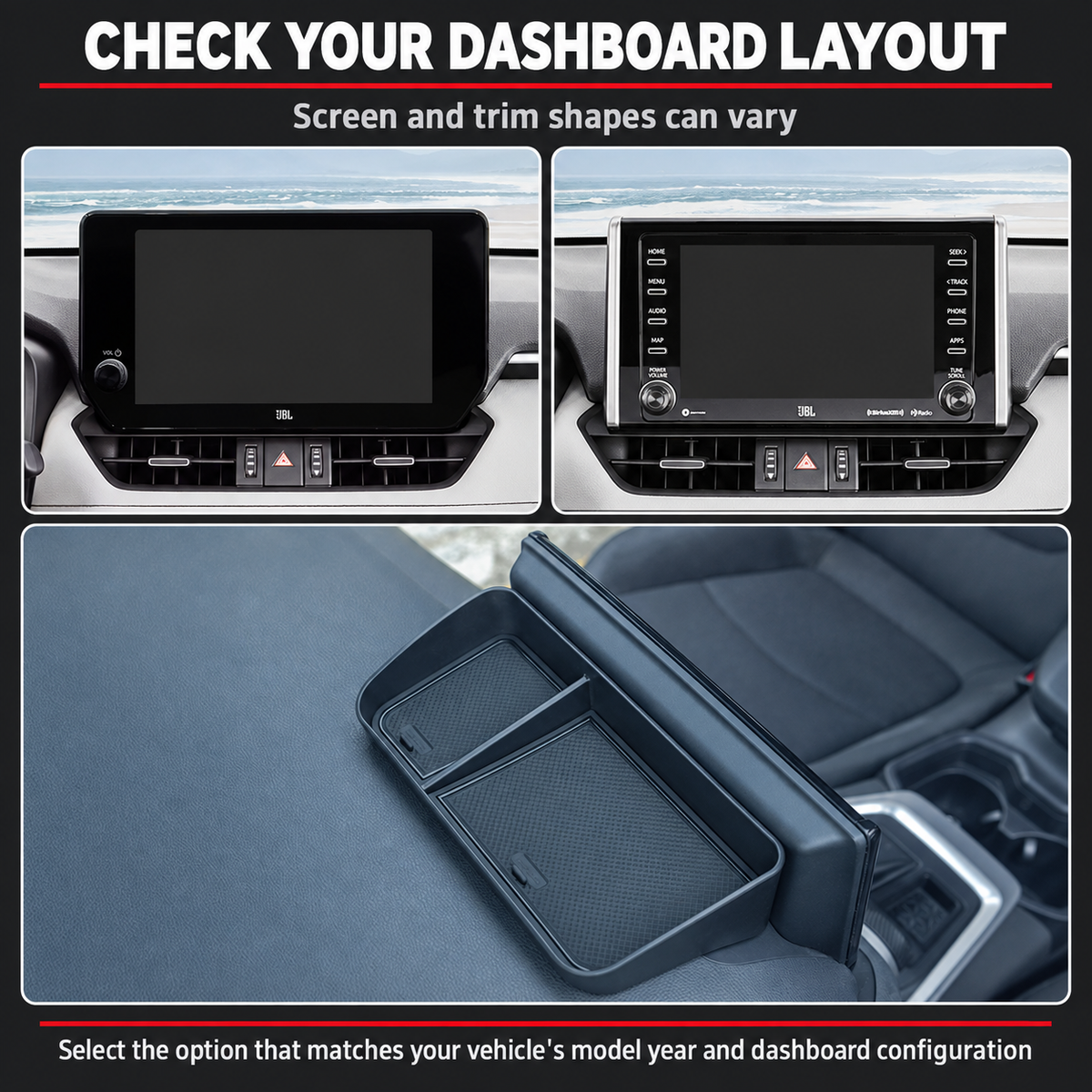 Behind-Screen Storage Tray for Toyota RAV4 2021–2025