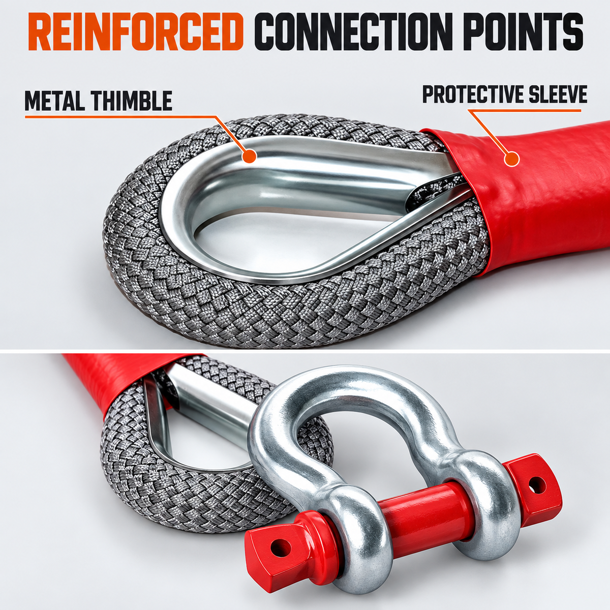 12-Ton Nylon Vehicle Recovery Rope Kit with Shackle & Gloves