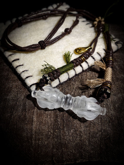 Protection Balance Necklace | Clear Quartz Four-Pronged Vajra