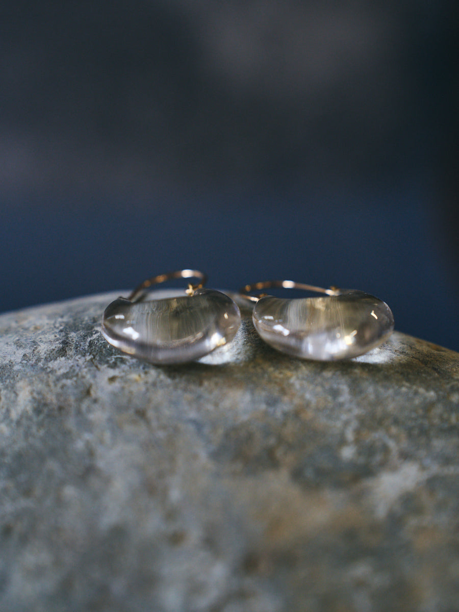 Clear Quartz Disc Drop Sterling Silver Earrings