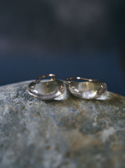 Clear Quartz Disc Drop Sterling Silver Earrings