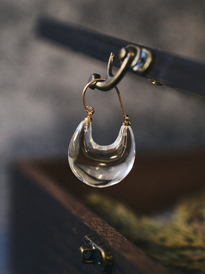 Clear Quartz Disc Drop Sterling Silver Earrings