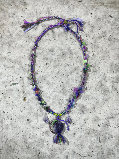 Amethyst Raw Stone Tibetan Necklace – Inner Peace and Spiritual Clarity