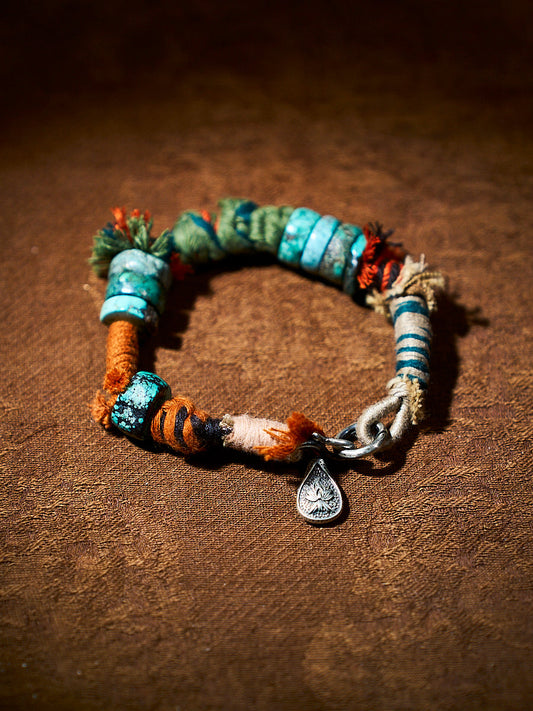 Wrapped Earth Turquoise Sterling Silver Charm Bracelet