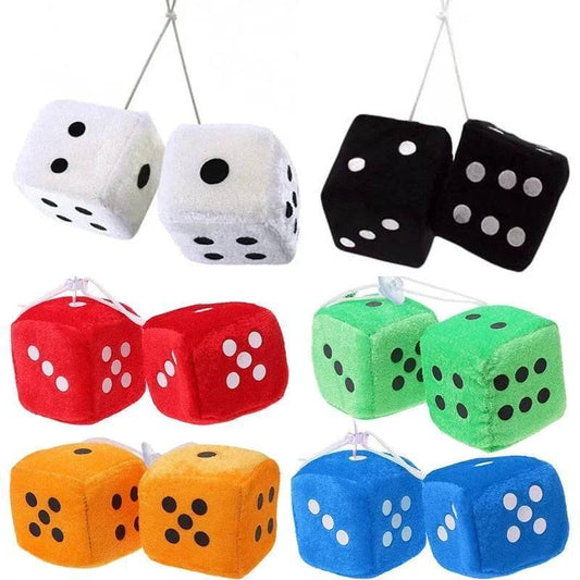 Fuzzy Dice Rearview Mirror Hanger – Pair