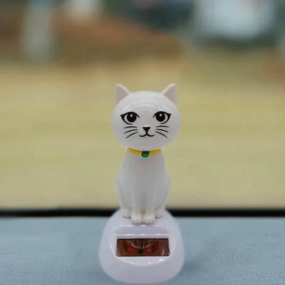 Solar Shaking-Head Cat Dashboard Ornament