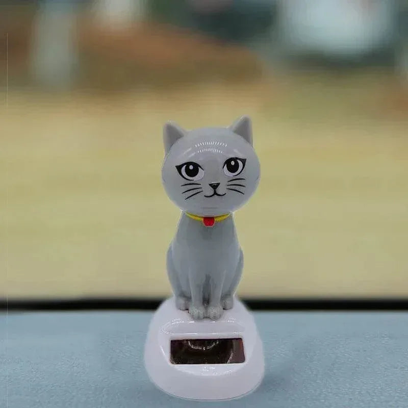 Solar Shaking-Head Cat Dashboard Ornament