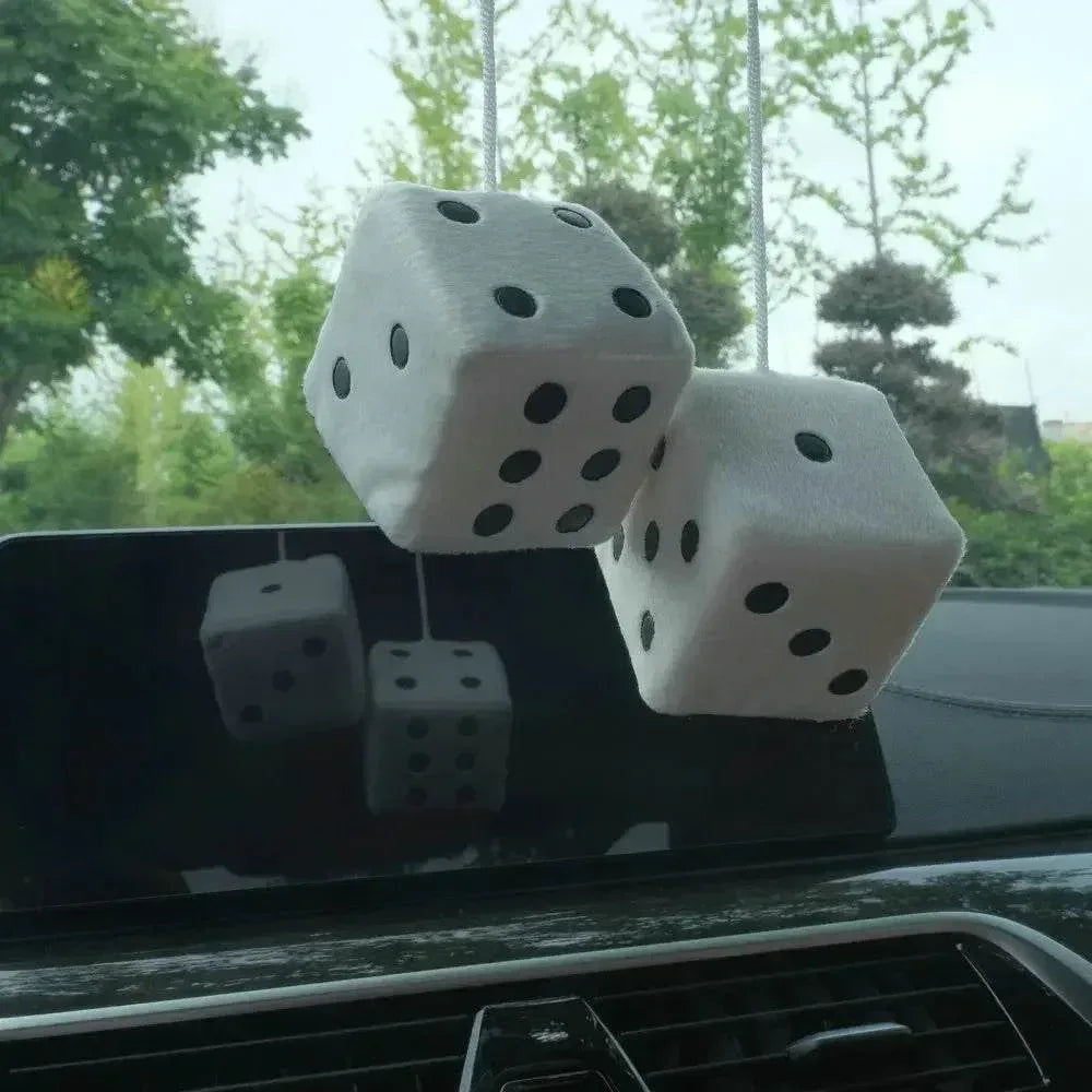 Fuzzy Dice Rearview Mirror Hanger – Pair