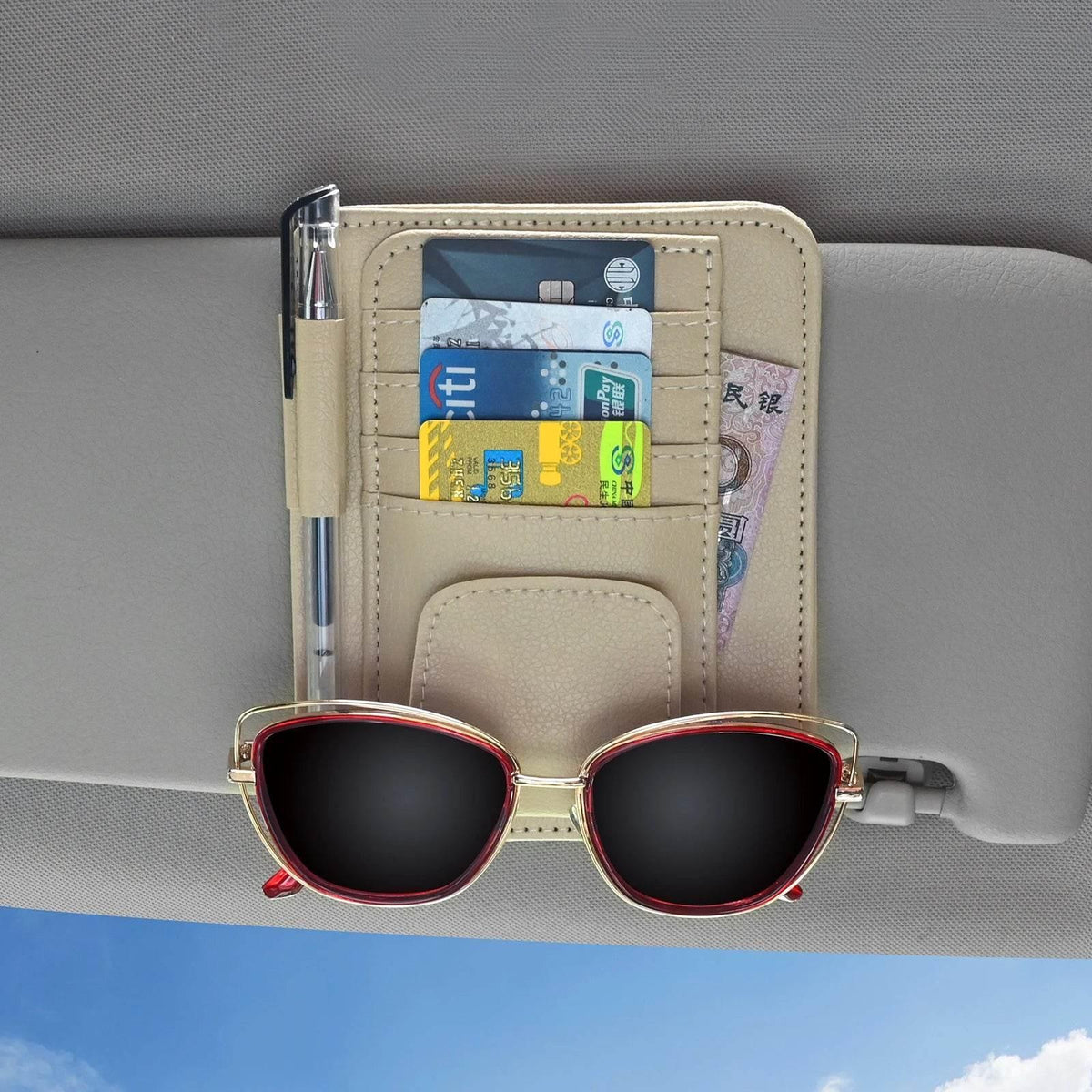 Multi-Pocket Car Visor Organizer