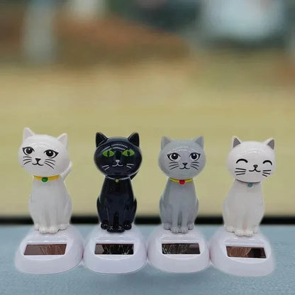 Solar Shaking-Head Cat Dashboard Ornament