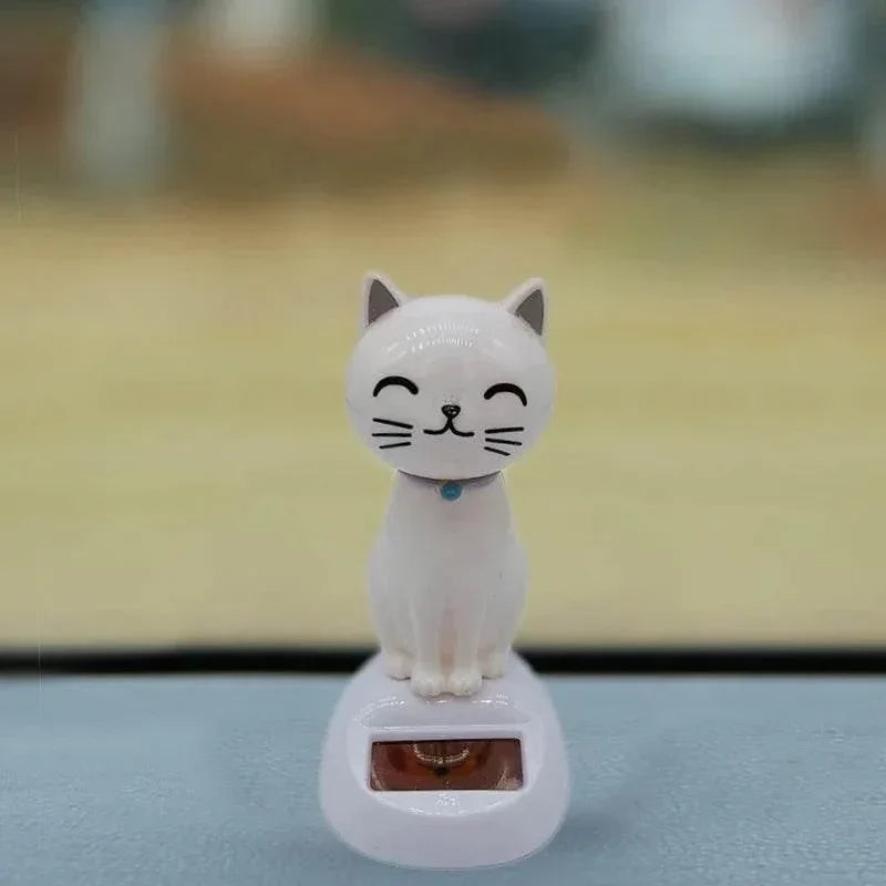 Solar Shaking-Head Cat Dashboard Ornament