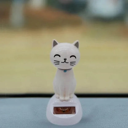 Solar Shaking-Head Cat Dashboard Ornament