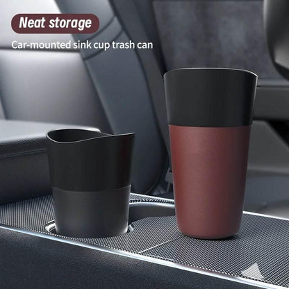 Mini Leather-Look Car Trash Can