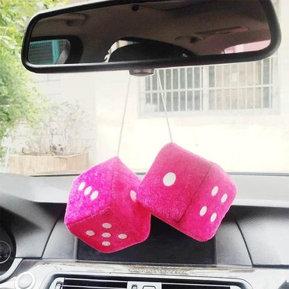 Fuzzy Dice Rearview Mirror Hanger – Pair