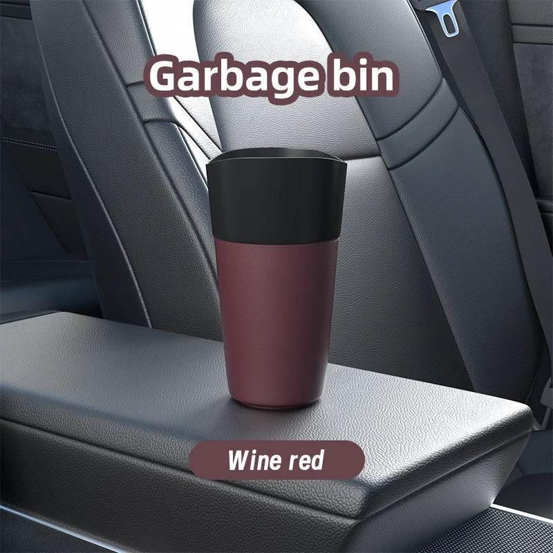 Mini Leather-Look Car Trash Can