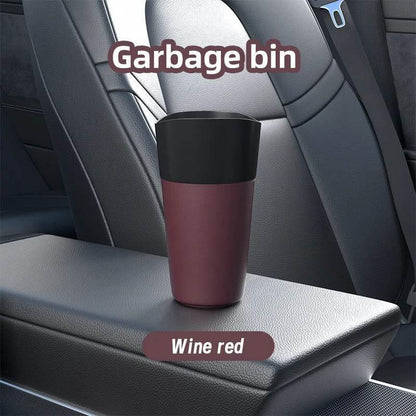Mini Leather-Look Car Trash Can