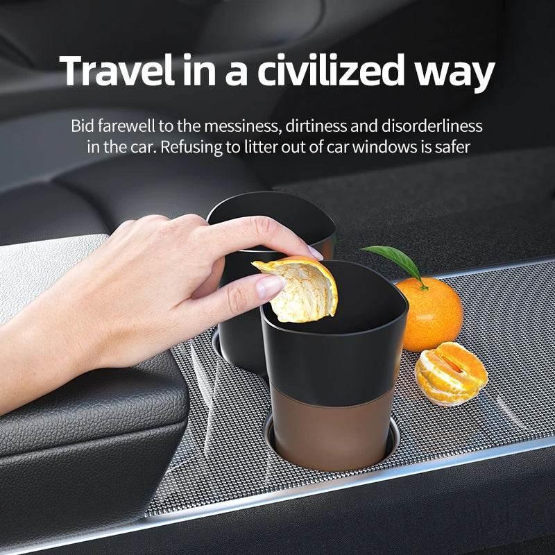 Mini Leather-Look Car Trash Can