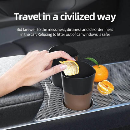 Mini Leather-Look Car Trash Can