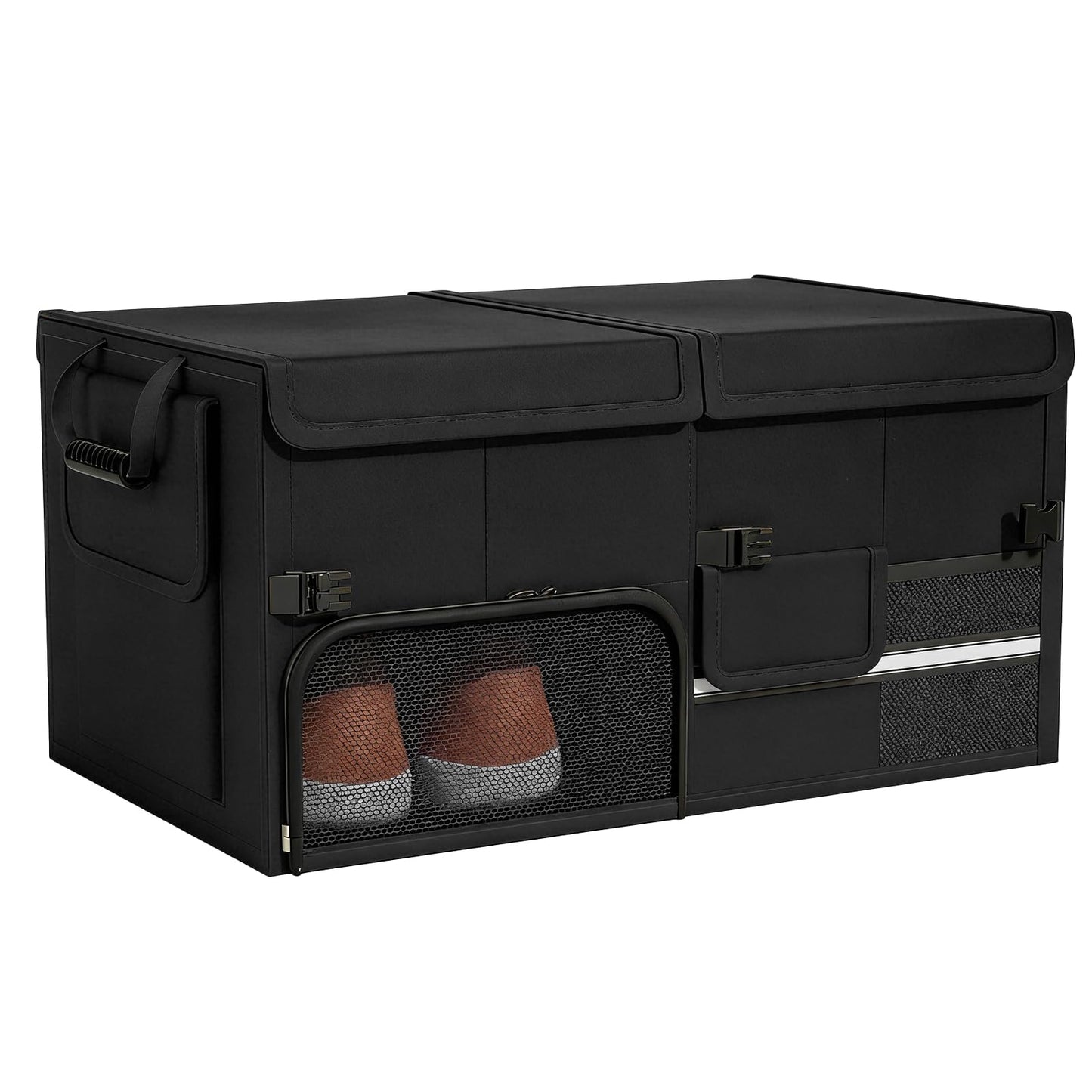 60L Foldable Car Trunk Organizer with Dual Lids