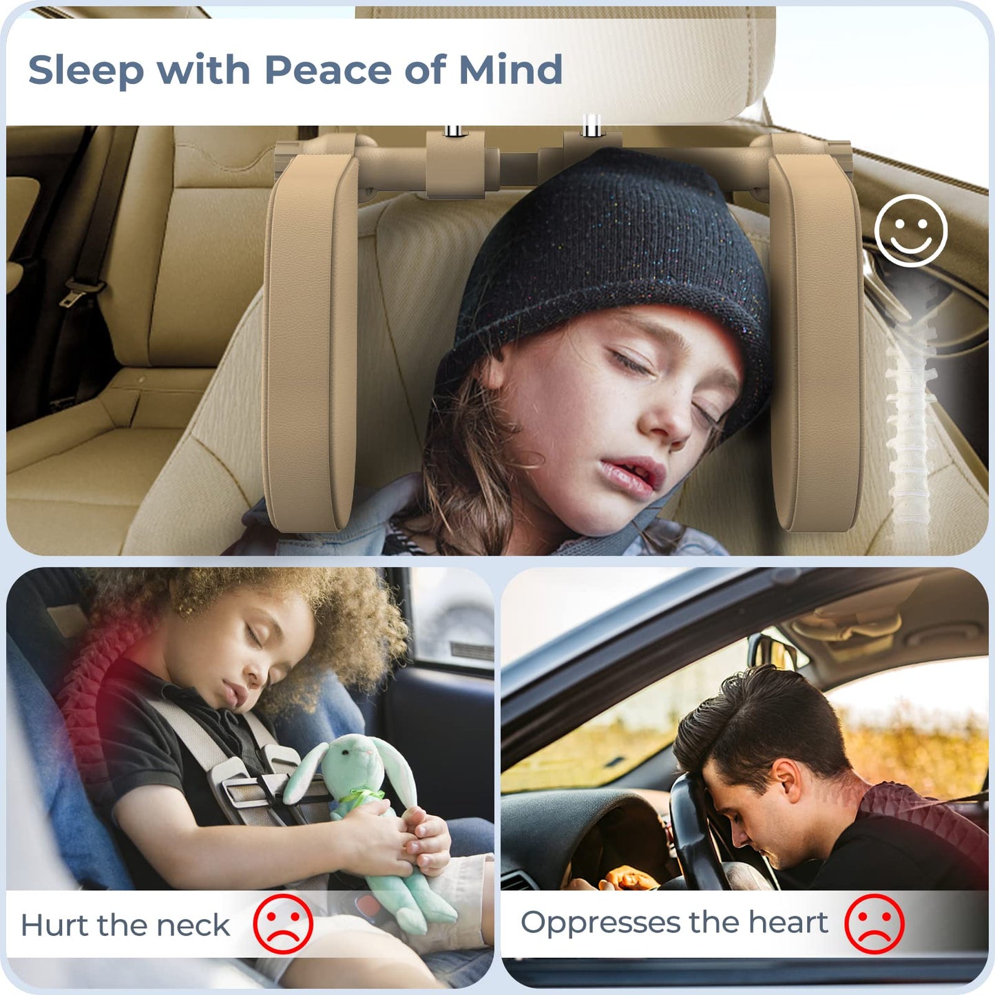 Adjustable Car Headrest Side Support Pillow