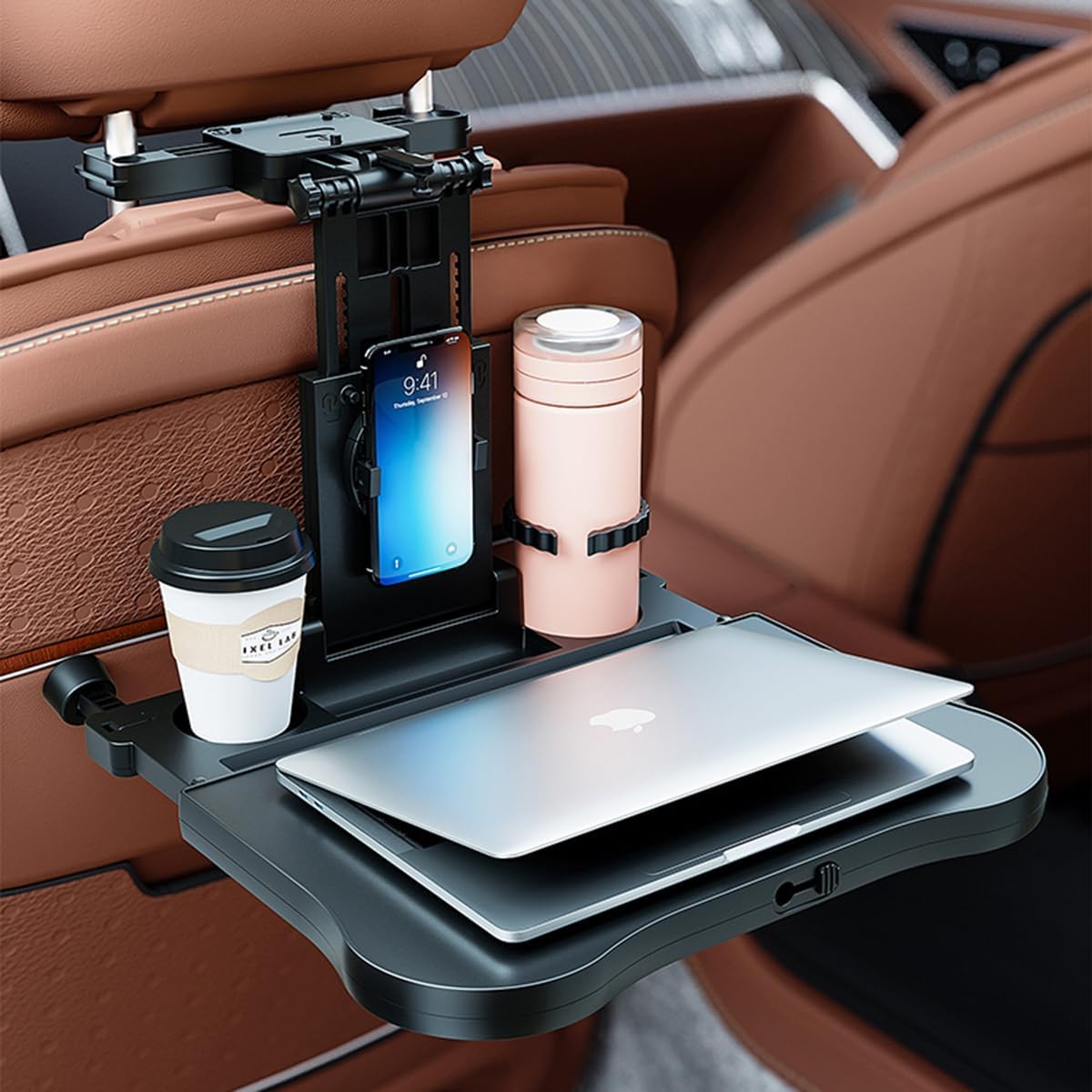 Foldable Car Backseat Tray Table with Cup Holder & Phone Mount