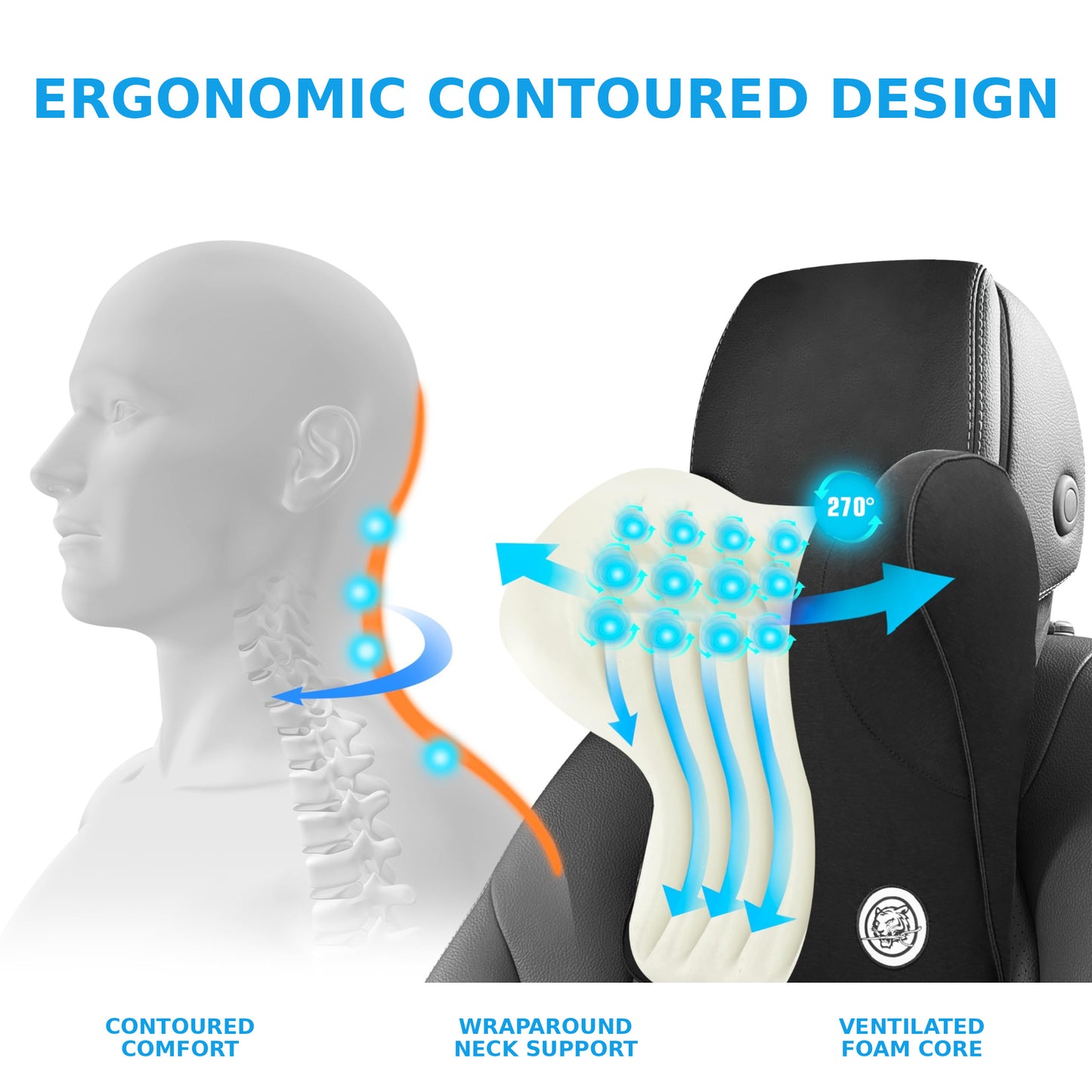 Ergonomic Memory Foam Car Neck Support Pillow